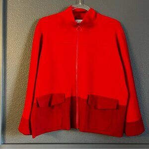 AKRIS Punto red maroon zip up sweater jacket size 16